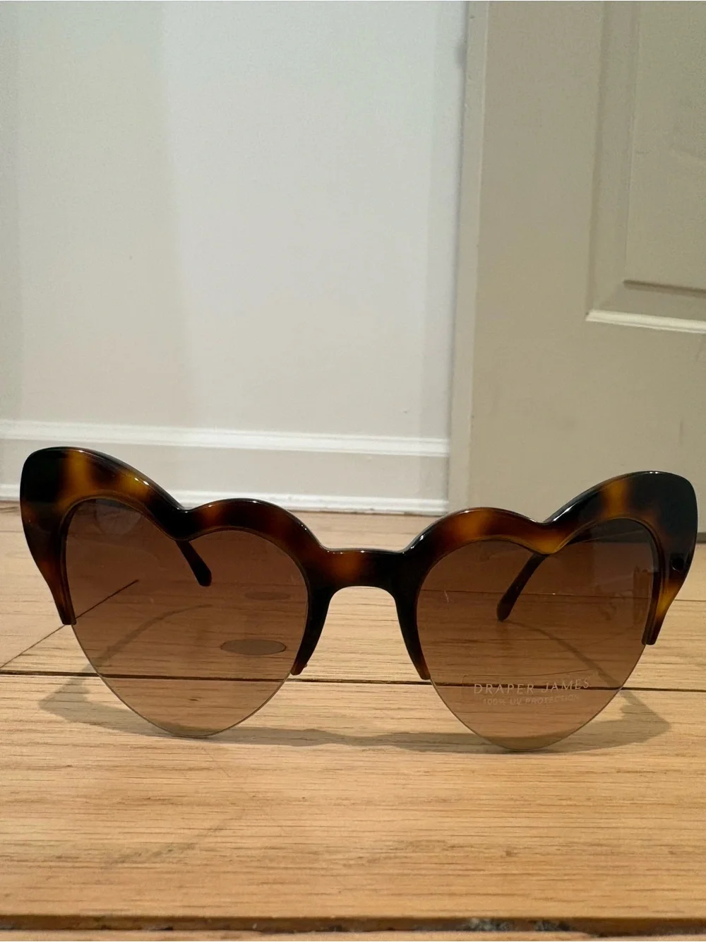 Draper James Tortoiseshell Heart-Shaped Sunglasses with Brown Lenses
